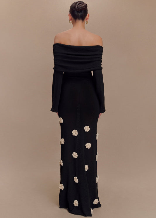 Livette - Shoulder Knit Maxi Dress