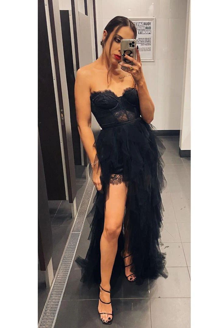 Rust Bustier Tiered Ruffle Long Dress