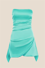 Strapless Black Ruched Short Homecoming Dress
