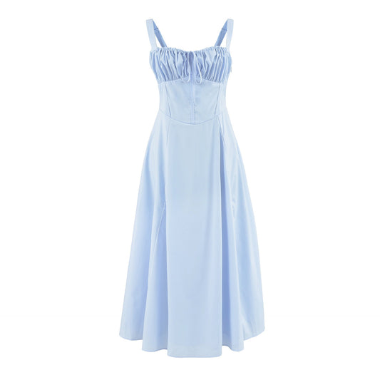Tie Front Pink A-line Long Dress