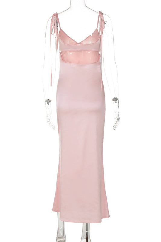 Pink Sreaps Tight Long Maxi Dress