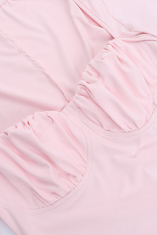 Long Sleeves Pink Short Dress
