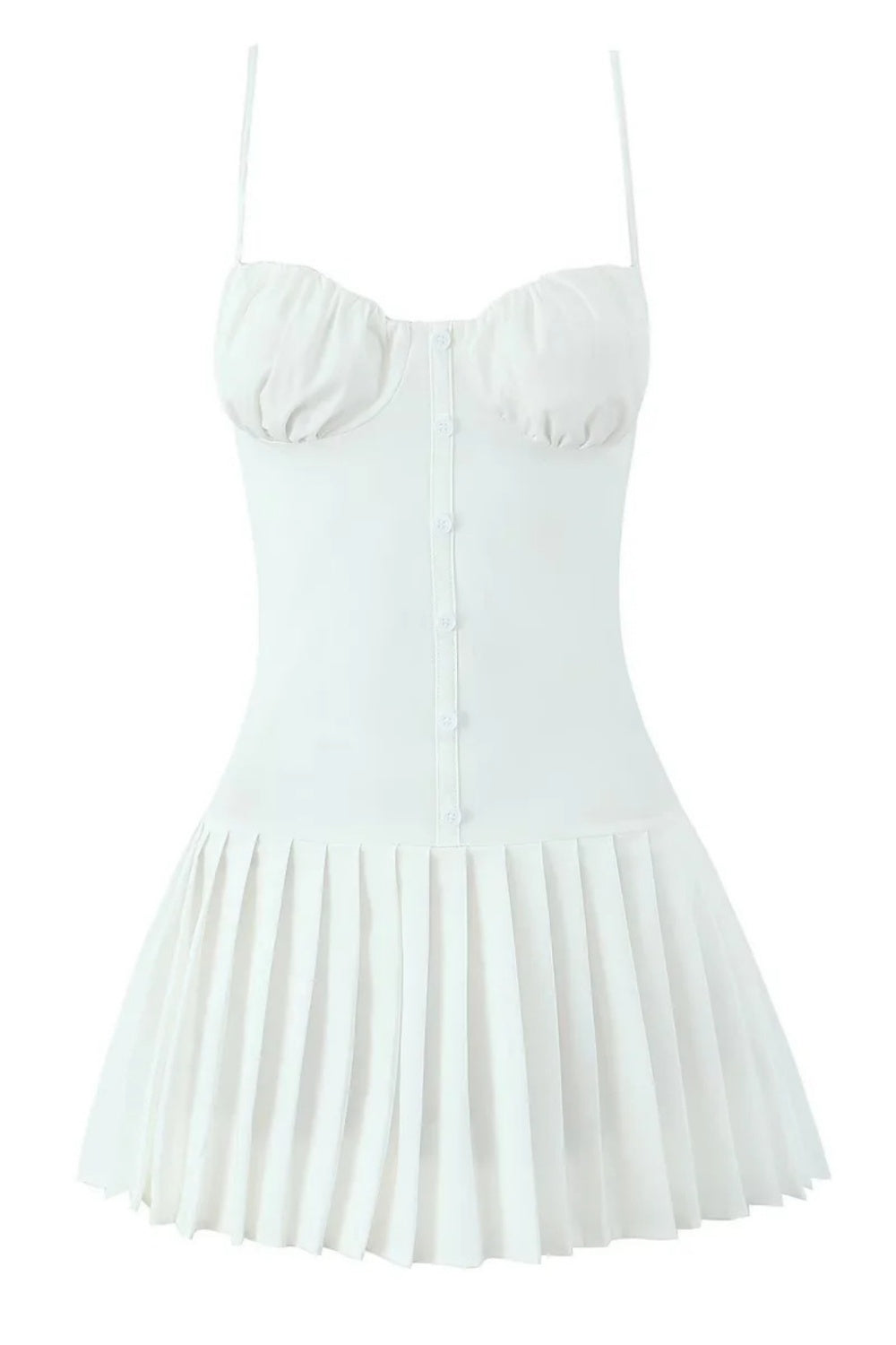 Red Spaghetti Strap Button Ruffle Skirt