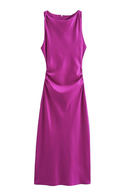 Sage Green Sleeveless Ruched Long Dress