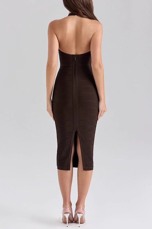 Livette - Halter Bodycon Midi Bandage Dress