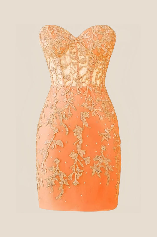 Sweetheart Hot Pink Lace Tight Mini Dress