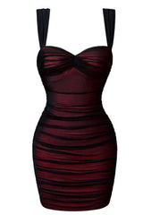 Red Ruched Tight Dress