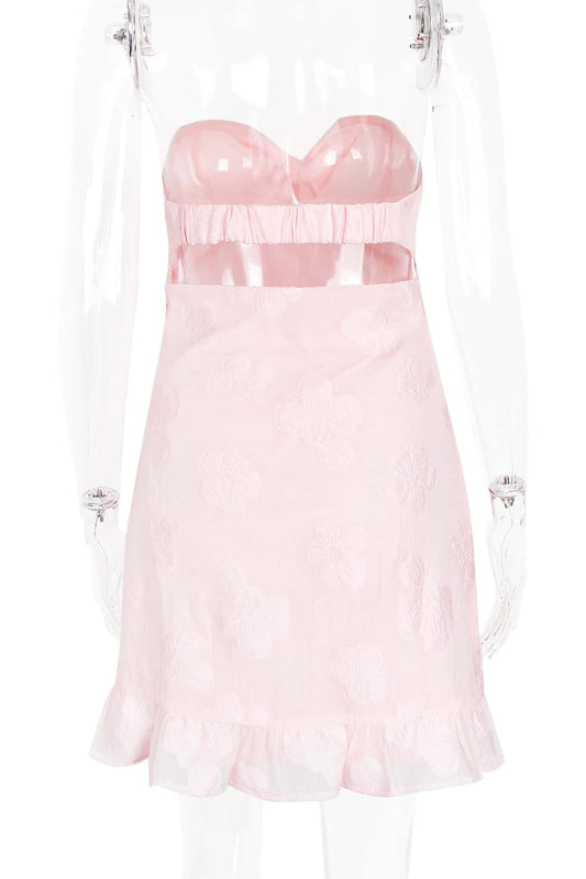 Sweet Pink Bow Fitted Short Dress