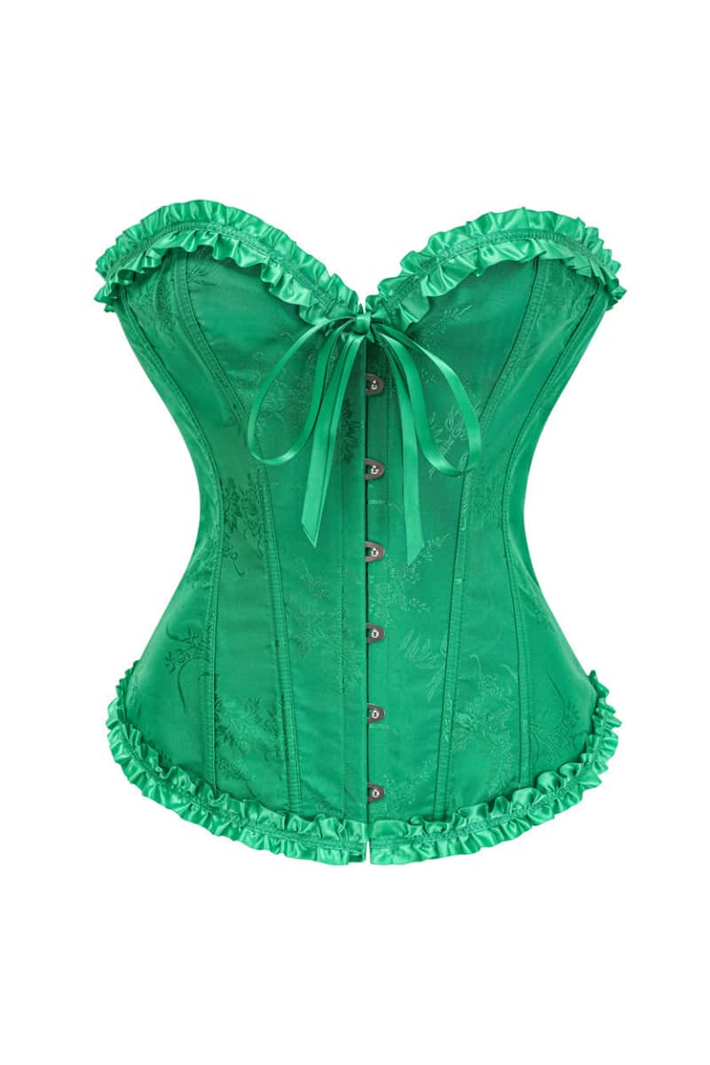 Sweetheart Sage Green Lace-Up Floral Corset