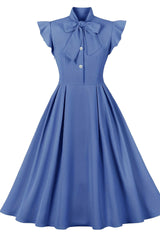 Flare Sleeves Purple Short Dress