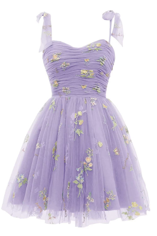 Black A-line Floral Short Princess Dress