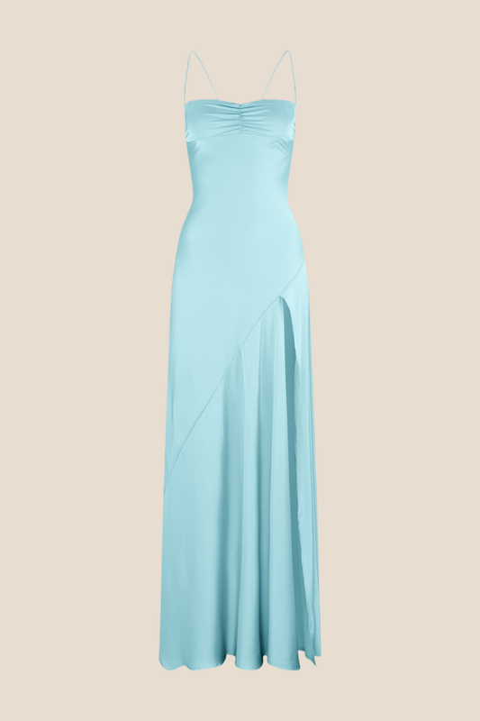Royal Blue Straps Long Dress with Slit