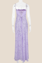 Spaghetti Straps Green Lace A-line Long Dress