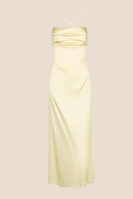 Spaghetti Straps Light Blue Back Tie Long Dress