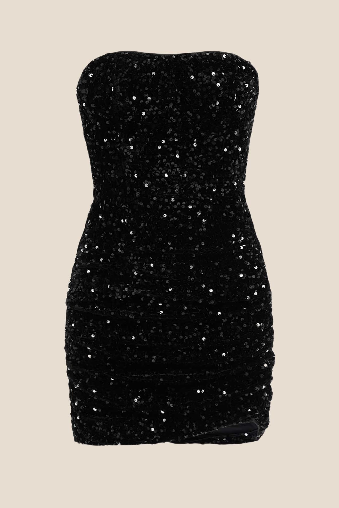 Strapless Blue Bodycon Sequin Short Dress