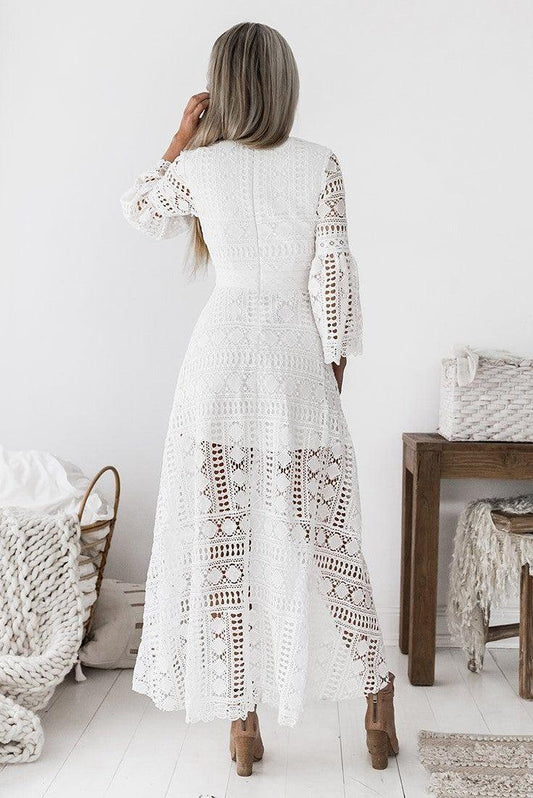 Boho High Low Dress - White