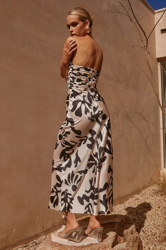 Melany Long Midi Dress - Sand Botanica
