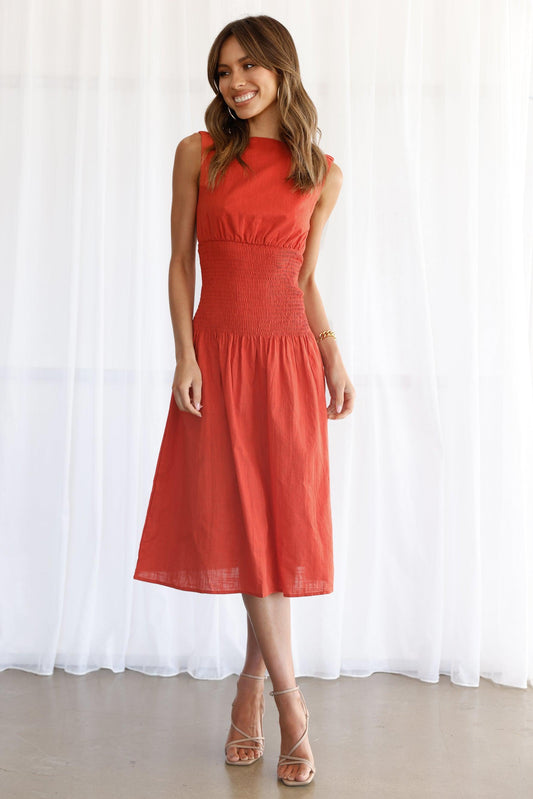 Emory Linen Dress - Rust