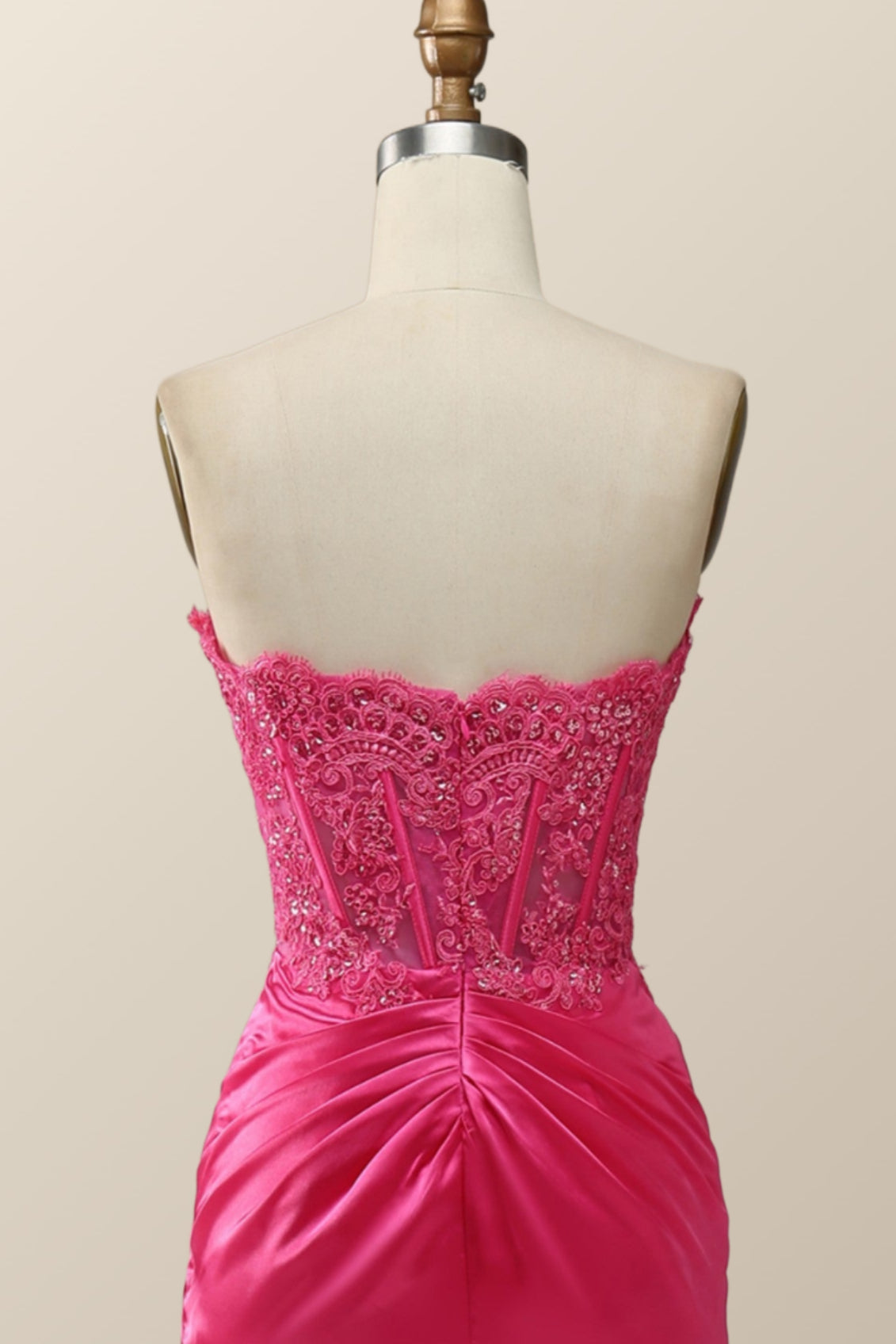 Sexy Pink Sweetheart Lace and Satin Long Dress