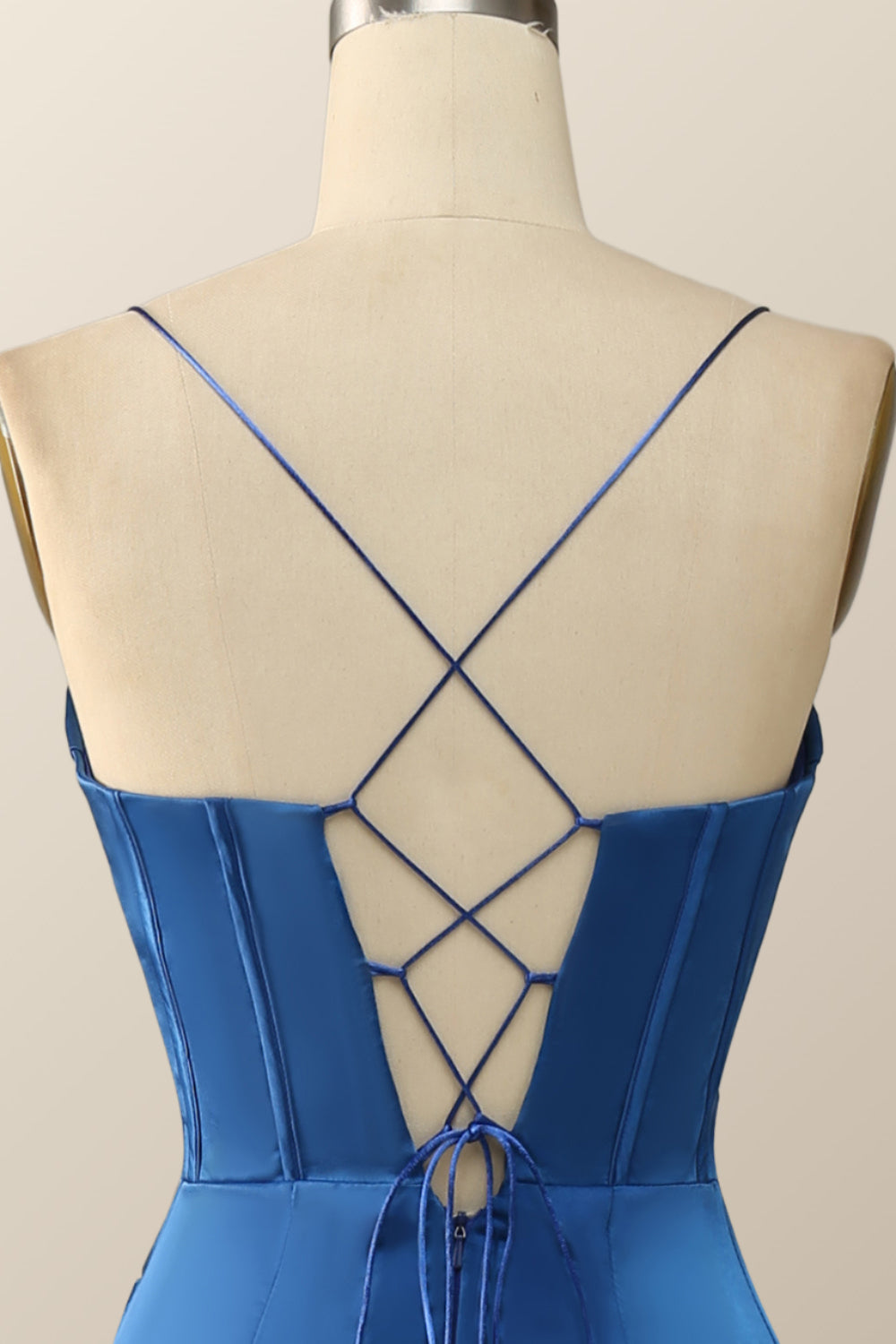 Royal Blue Mermaid Straps Long Dress with Slit