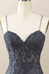 Spaghetti Straps Black Lace Bodycon Mini Dress