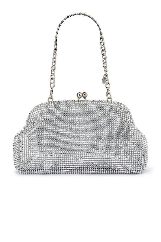 Ela Crystal Clutch - Silver