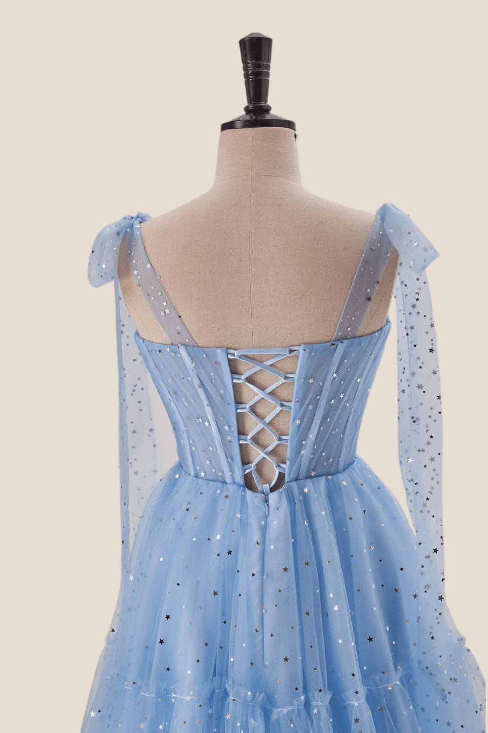Starry Light Blue Tulle A-line Princess Dress