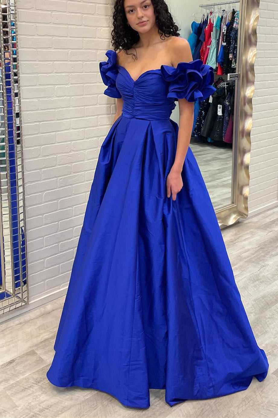 Ruffle Sleeves Orange Bow Long Dress with Slit