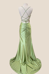 Sage Green Ruched Corset Mermaid Long Prom Dress