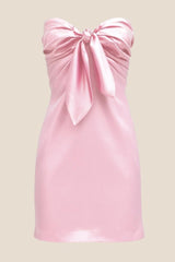 Strapless Red Tie Front Short Dress