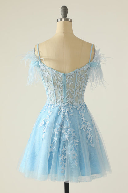 Princess Lavender Lace Short A-line Homecoming Dress