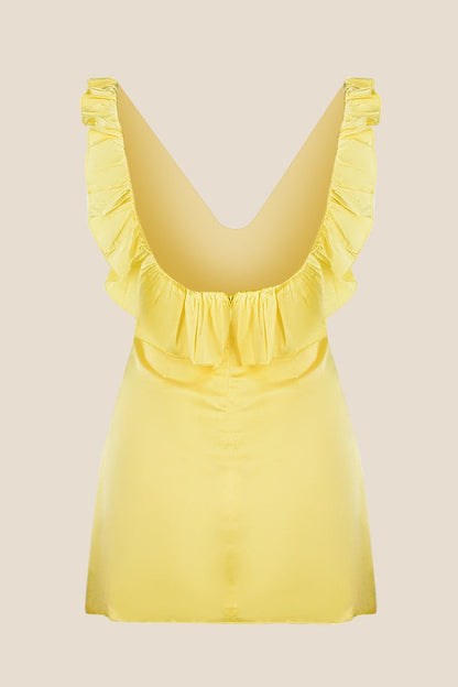 V-neck Lavender Ruffled A-line Short Dress