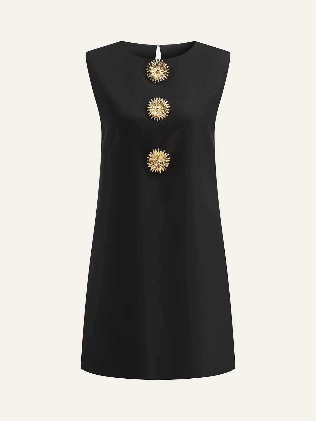 Metal Decor Sleeveless Mini Dress