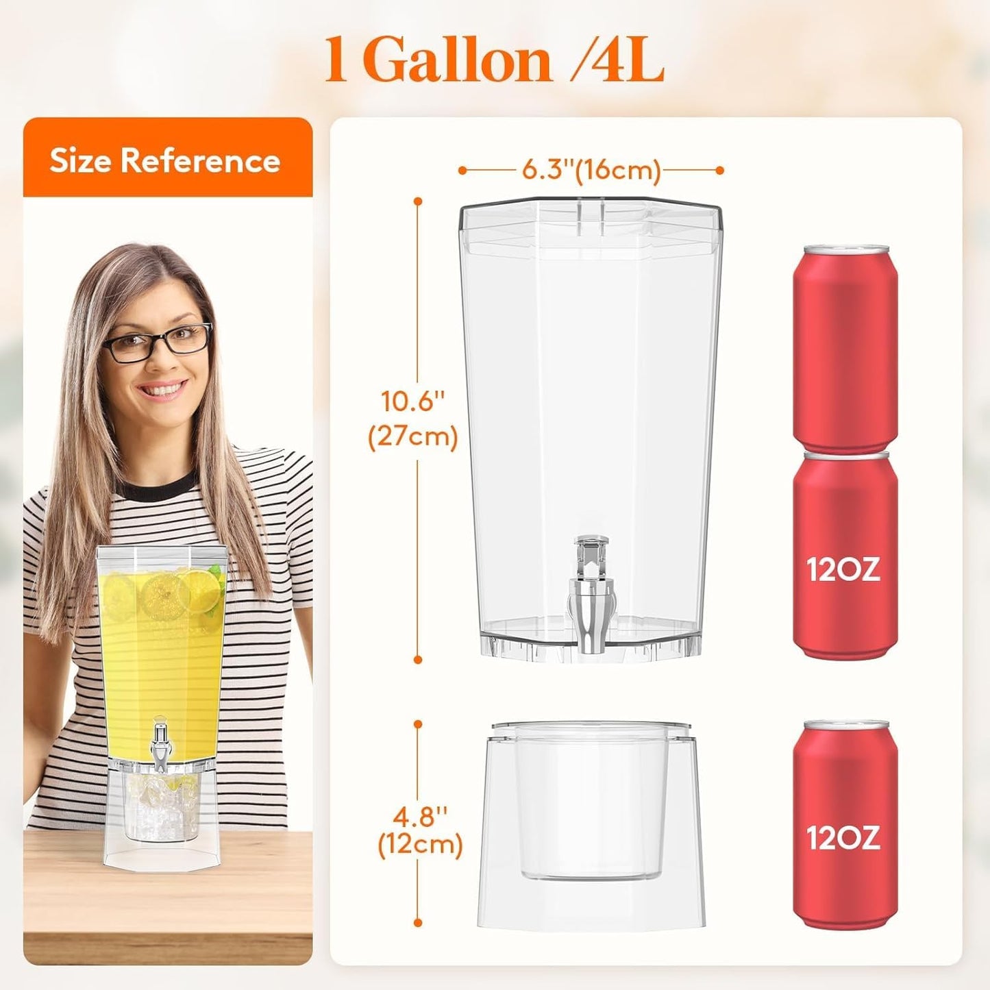 1 Gallon Drink Dispenser with Stand & Ice Cooling Base
