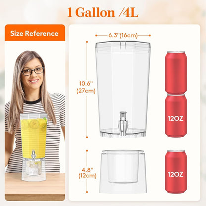 1 Gallon Drink Dispenser with Stand & Ice Cooling Base