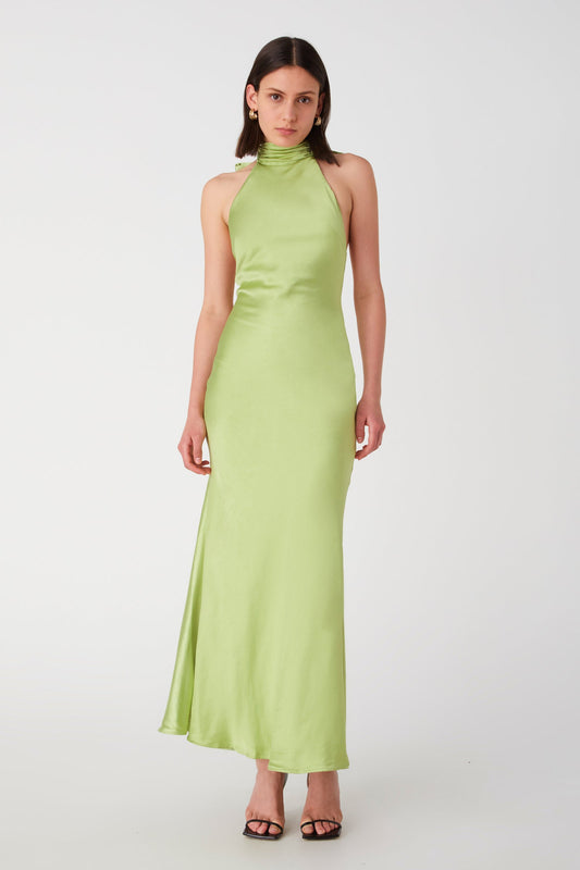 Evianna Satin Gown - Lime