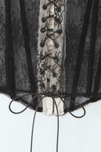 Black Lace Sweetheart Bandeau Top