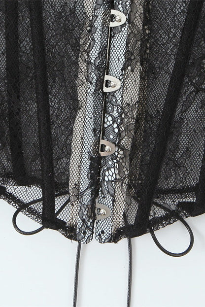 Black Lace Sweetheart Bandeau Top