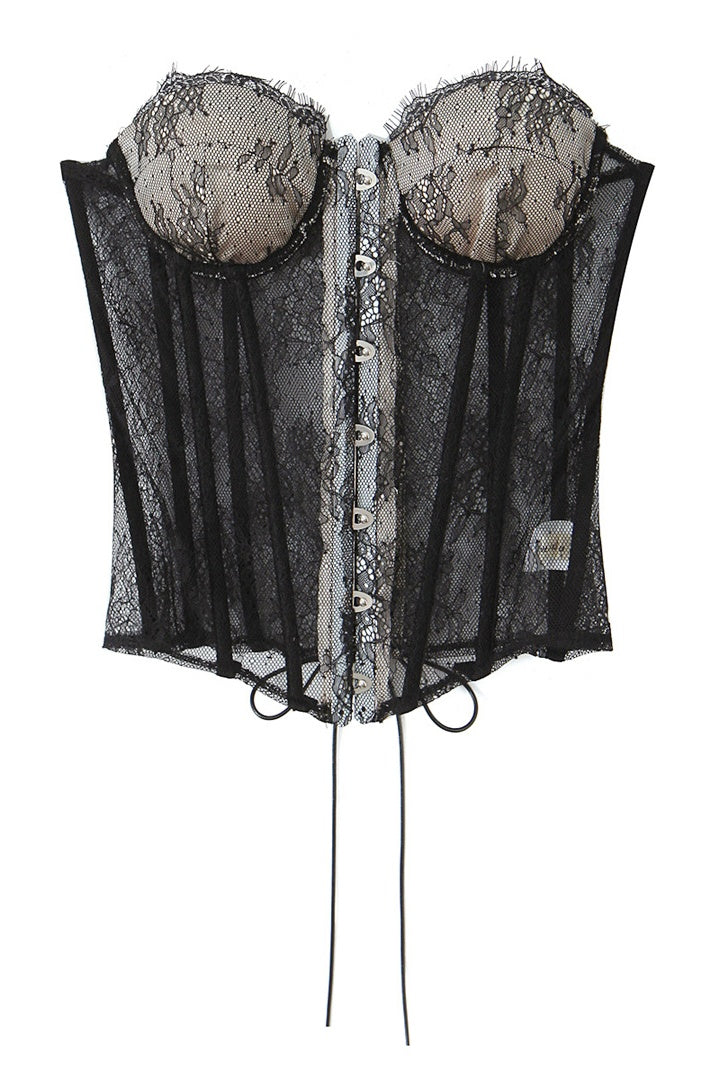 Black Lace Sweetheart Bandeau Top