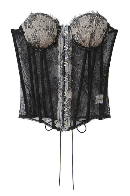 Black Lace Sweetheart Bandeau Top