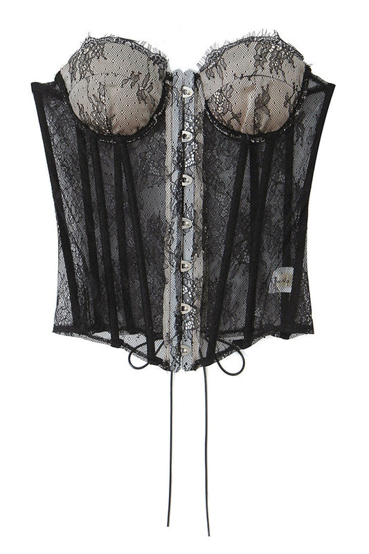 Black Lace Sweetheart Bandeau Top