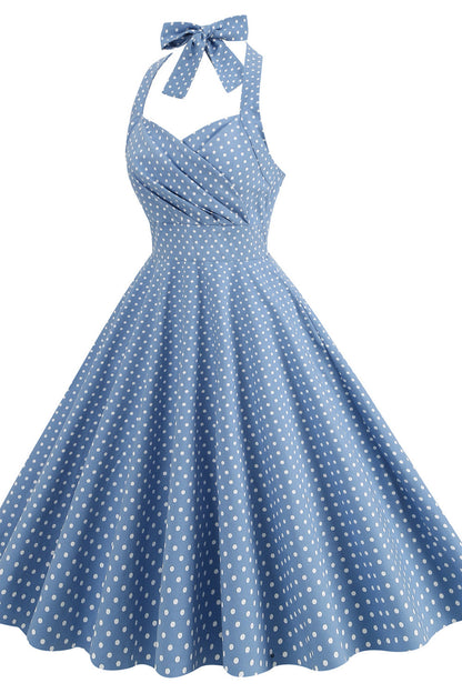 Halter Red Polk Dots Swing Dress