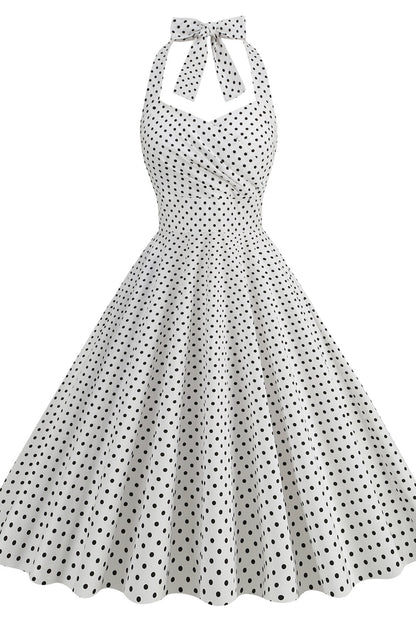 Halter Red Polk Dots Swing Dress