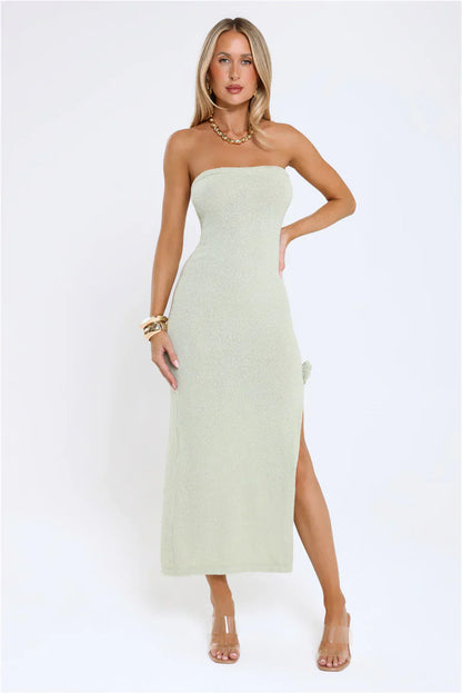 Tidal Glow Strapless Maxi Dress Green