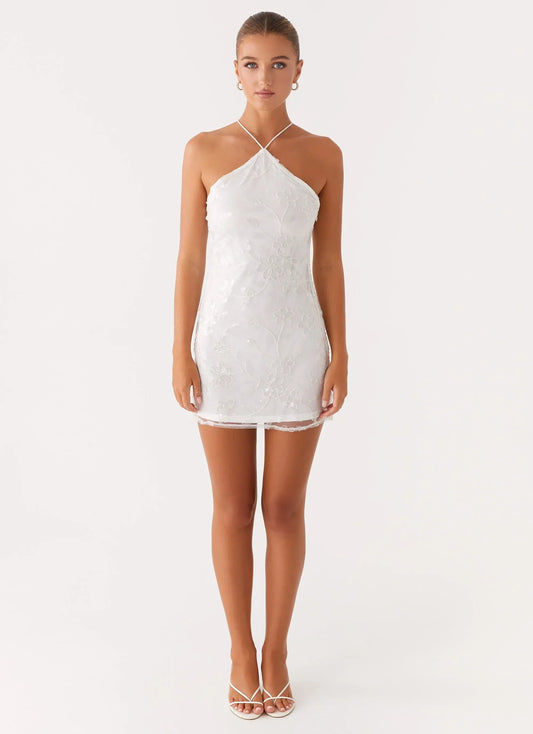 Rumi Beaded Mini Dress - White