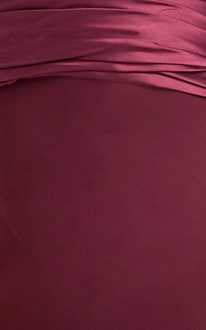 Sonya Maxi Dress - Cowl Neck Asymmetric Fit And Flare Dress in Wine
