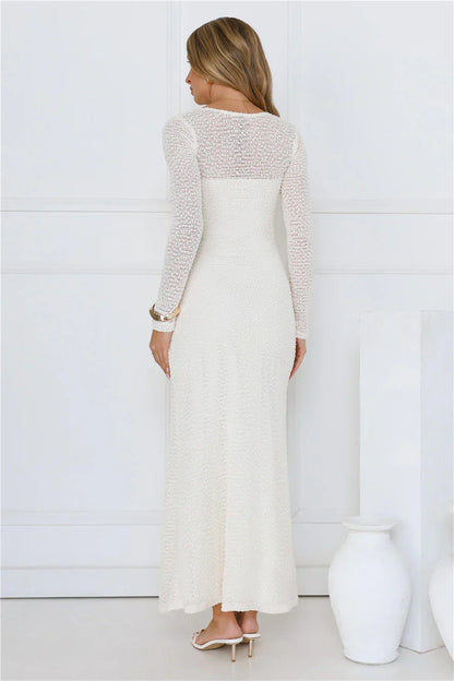 Hot Girl Habits Long Sleeve Maxi Dress Beige