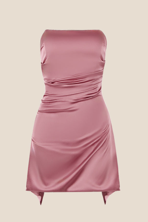Strapless Black Ruched Short Homecoming Dress