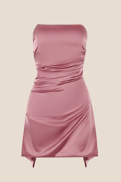 Strapless Black Ruched Short Homecoming Dress