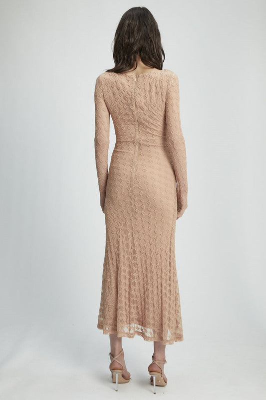 Adoni Lace Midi Dress - Biscuit